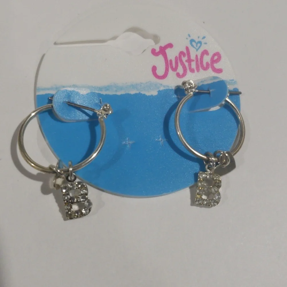 Justice Silver-tone Hoop Earrings Sparkling 